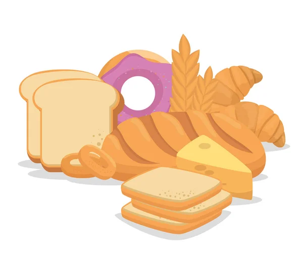 Pasta ekmek besleyici gıda — Stok Vektör