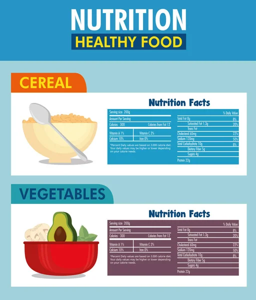 Cereais e legumes fatos nutricionais — Vetor de Stock