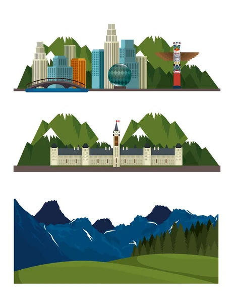 カナダの風景のシーン アイコン — ストックベクタ