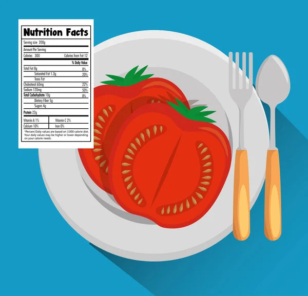 Tomate mit Nährwertfaktoren — Stockvektor