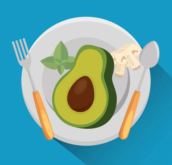 Avocado met voeding feiten — Stockvector