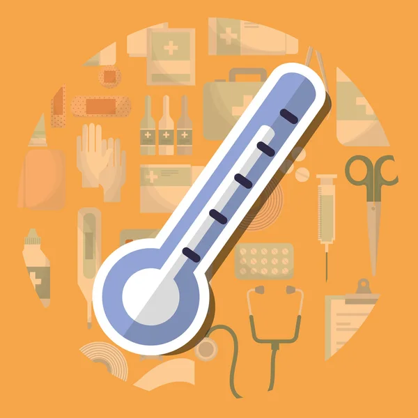 Thermometer medical supply healthcare measure — Stock Vector