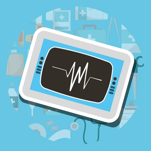 Surveillance cardiologie machine fournitures médicales soins de santé — Image vectorielle