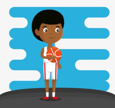 küçük çocuk basketbol mutlu karakter oynamak