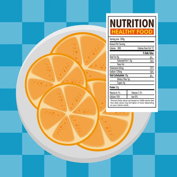 Orange mit ernährungswissenschaftlichen Fakten — Stockvektor