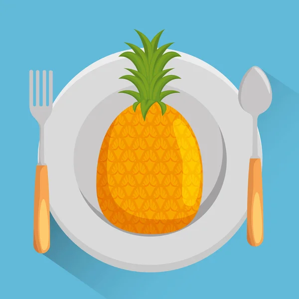 Plato con menú de piña — Vector de stock