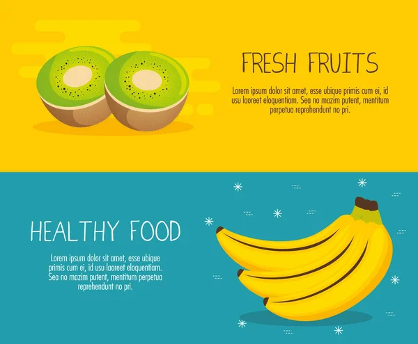 Groupe de fruits avec valeur nutritive — Image vectorielle