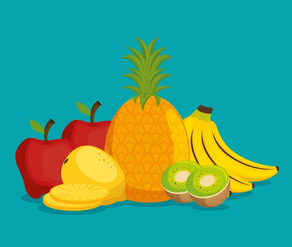 Groupe de fruits frais — Image vectorielle