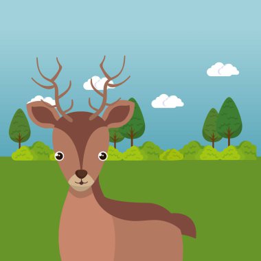 alan peyzaj karakter sevimli Ren geyiği