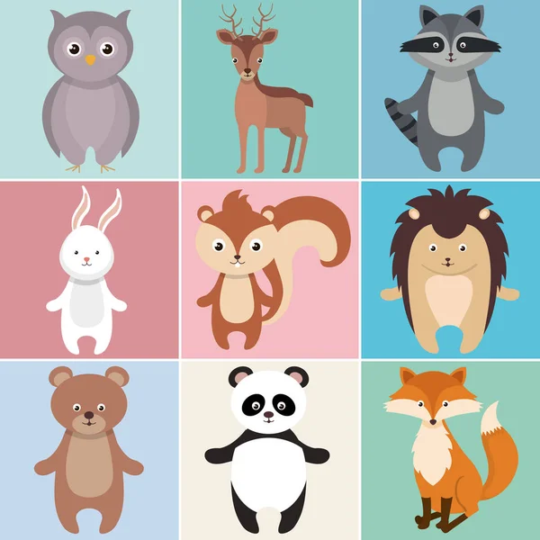 かわいい動物の頭文字群 — ストックベクタ