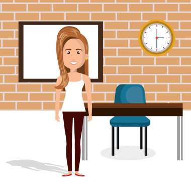 sınıf karakter sahnesinde genç kadın