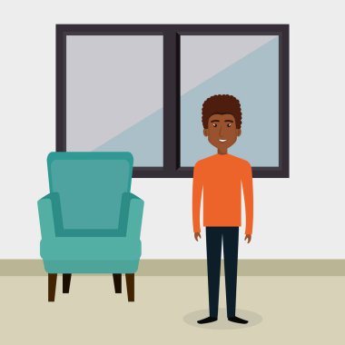 oturma odası karakter sahnesinde genç adam