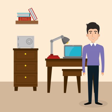 office karakter sahnesinde genç adam