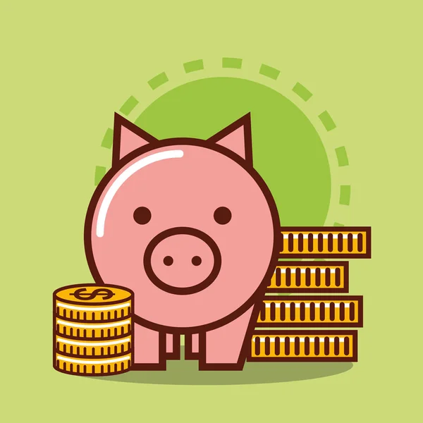 Piggy bank pénzt — Stock Vector