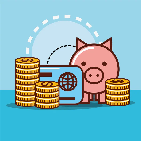 Piggy bankgeld — Stockvector