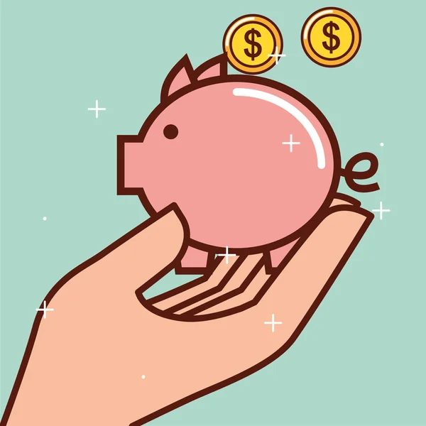 Гроші на банківському Piggy — стоковий вектор