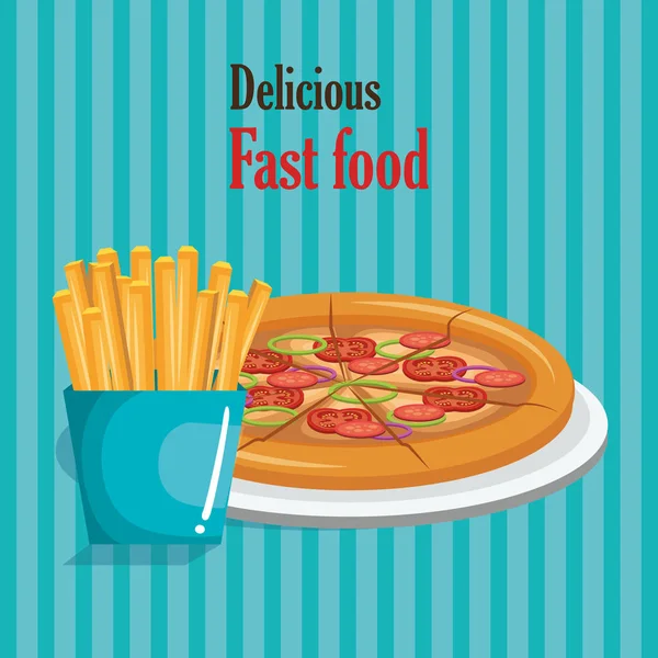 Pizza y refrescos comida rápida — Archivo Imágenes Vectoriales