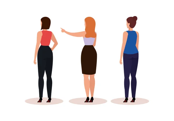 Grupp affärskvinnor av back avatar karaktär — Stock vektor