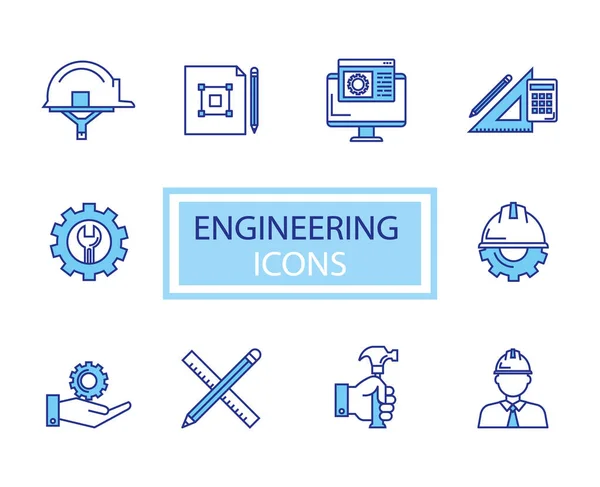 Paquete de iconos conjunto de ingeniería — Archivo Imágenes Vectoriales