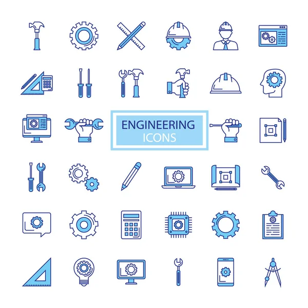 Paquete de iconos conjunto de ingeniería — Archivo Imágenes Vectoriales