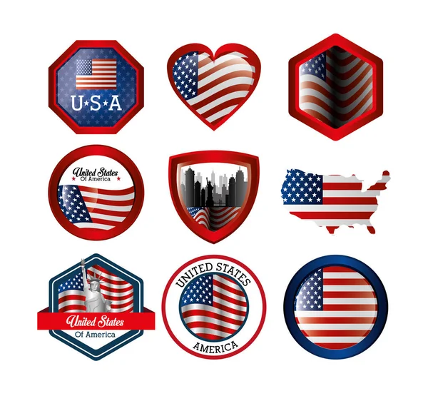 Fascio di Stati Uniti d'America emblemi — Vettoriale Stock