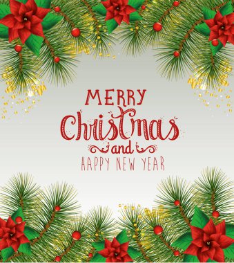 Çiçekli ve çelenkli mutlu noeller.