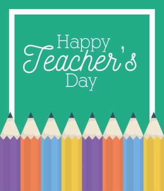 Renkli kalemli mutlu öğretmenler günü kartı