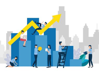 Infographic 'te duran takım çalışanları