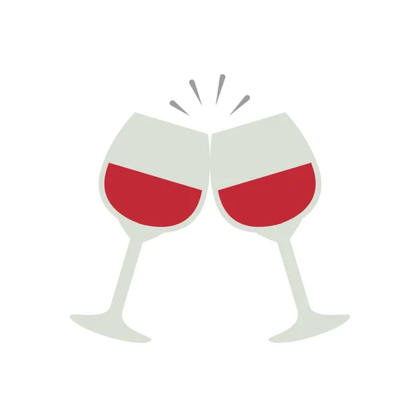 Copos de vidro com vinho ícone isolado — Vetor de Stock