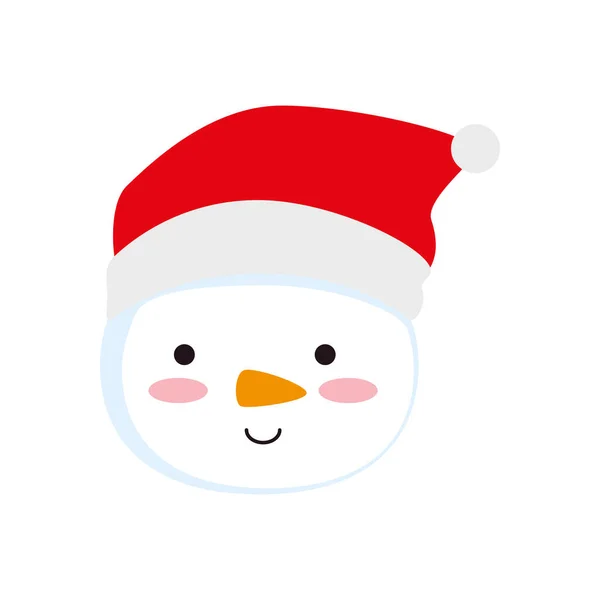 Πρόσωπο του χιονάνθρωπου με καπέλο απομονωμένη εικόνα — Διανυσματικό Αρχείο
