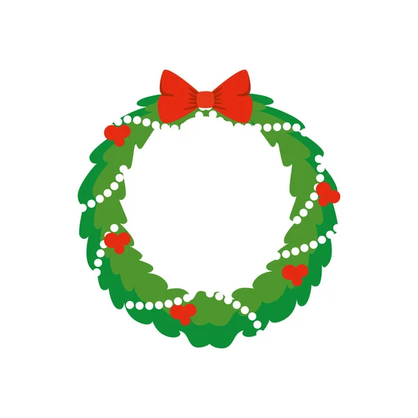 Wreath christmas with decoration isolated icon — Stock Vector