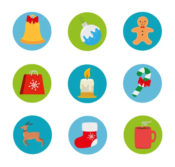 Set of icons merry christmas — Stock Vector