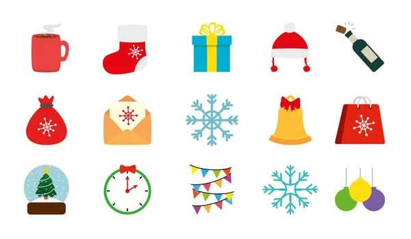 Conjunto de iconos Feliz Navidad — Vector de stock