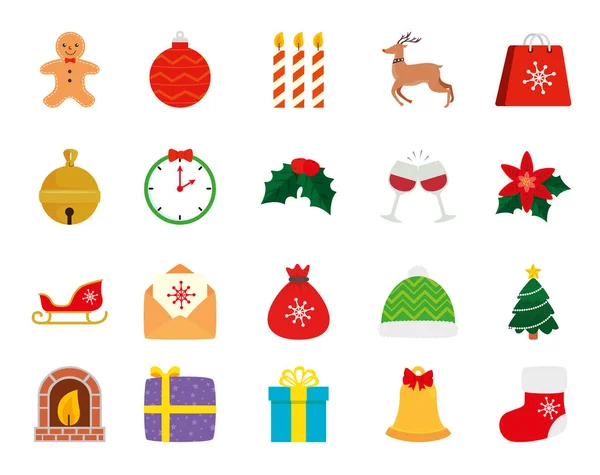 Conjunto de ícones Feliz Natal — Vetor de Stock