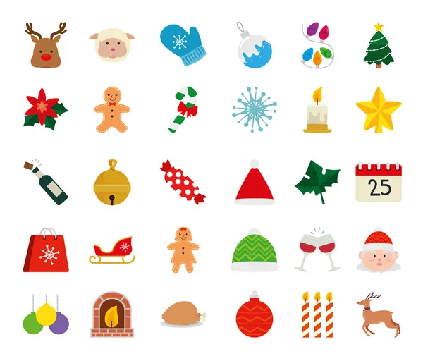 Set of icons merry christmas — Stock Vector