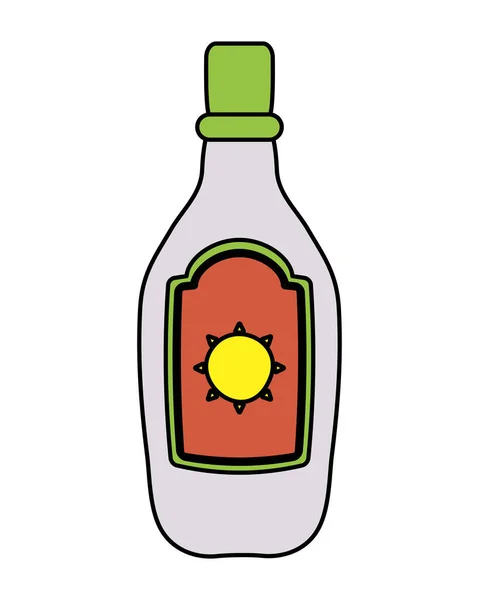 Tequila bottle mexican isolated icon — Stock Vector