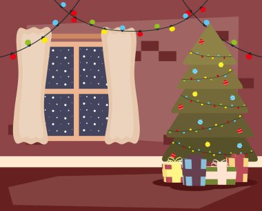 Noel eviniz kutlu olsun Ağaç ve hediye sahneli