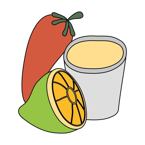 Cítricos de limón fresco y taza con chile — Vector de stock