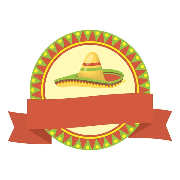 Traditionell mexikansk hatt isolerad ikon — Stock vektor