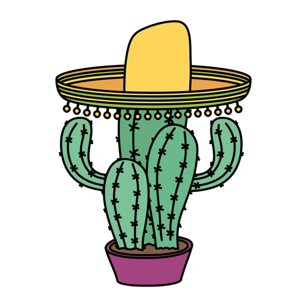 Cactus mexicain avec chapeau traditionnel — Image vectorielle