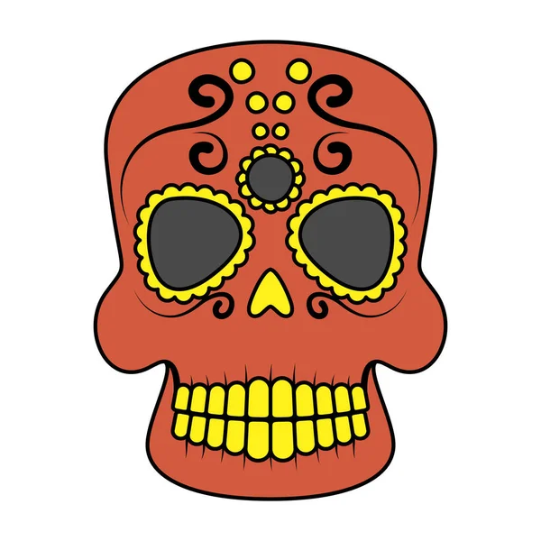 Icono tradicional de la cabeza del cráneo mexicano — Vector de stock