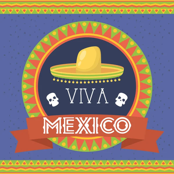Viva mexico ünneplés hagyományos kalap — Stock Vector