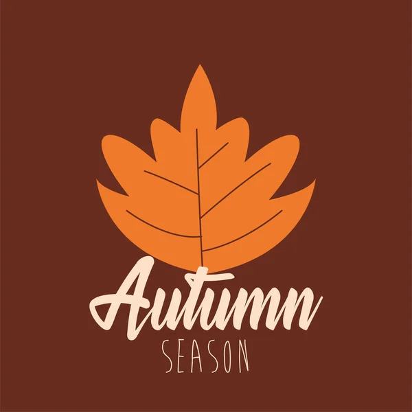 Hello autumn season leaf and calligraphy — Stock vektor
