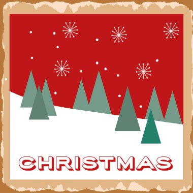 Çam karlı mutlu noel kartları.