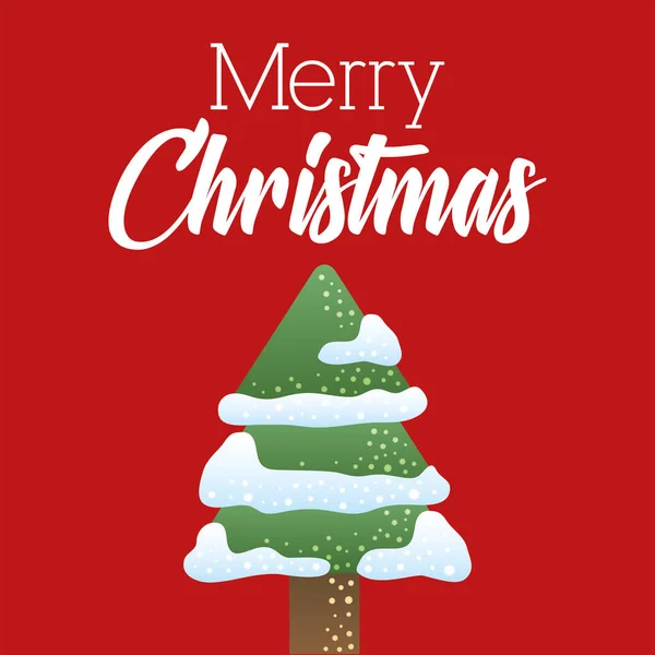 雪の松と幸せなメリークリスマスカード — ストックベクタ