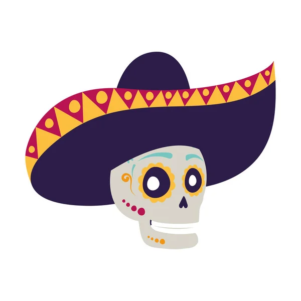 Mariachi skull comic character icon — Stock vektor