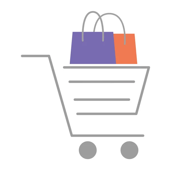 Shopping bag paper and cart commercial icons — Stock vektor