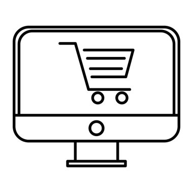 alışveriş arabası olan masaüstü bilgisayarı