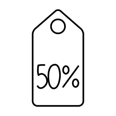 ticari etiket% 50 simgeyle asılı