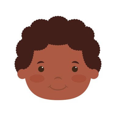 Küçük tatlı afro çocuk baş komik karakter.